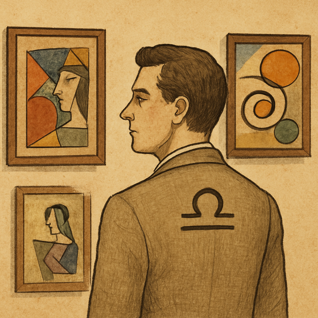 Hombre Libra admirando el arte